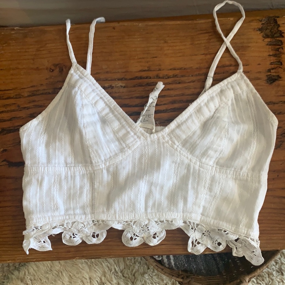 FP One white crochet crop top